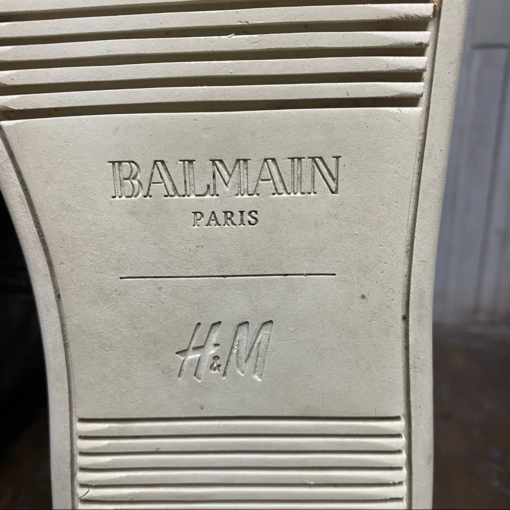 Balmain Paris H&M Combat Ankle Leather Boots Sz 9 - Picture 11 of 11